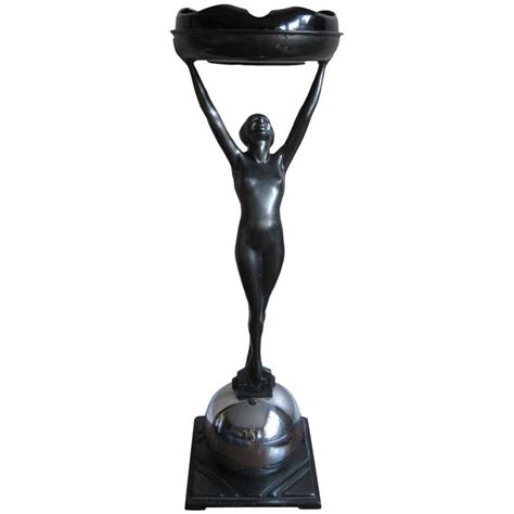 classical female nude metal sculpture standing with fabric|Frankart’s lithe nude female sculptures .